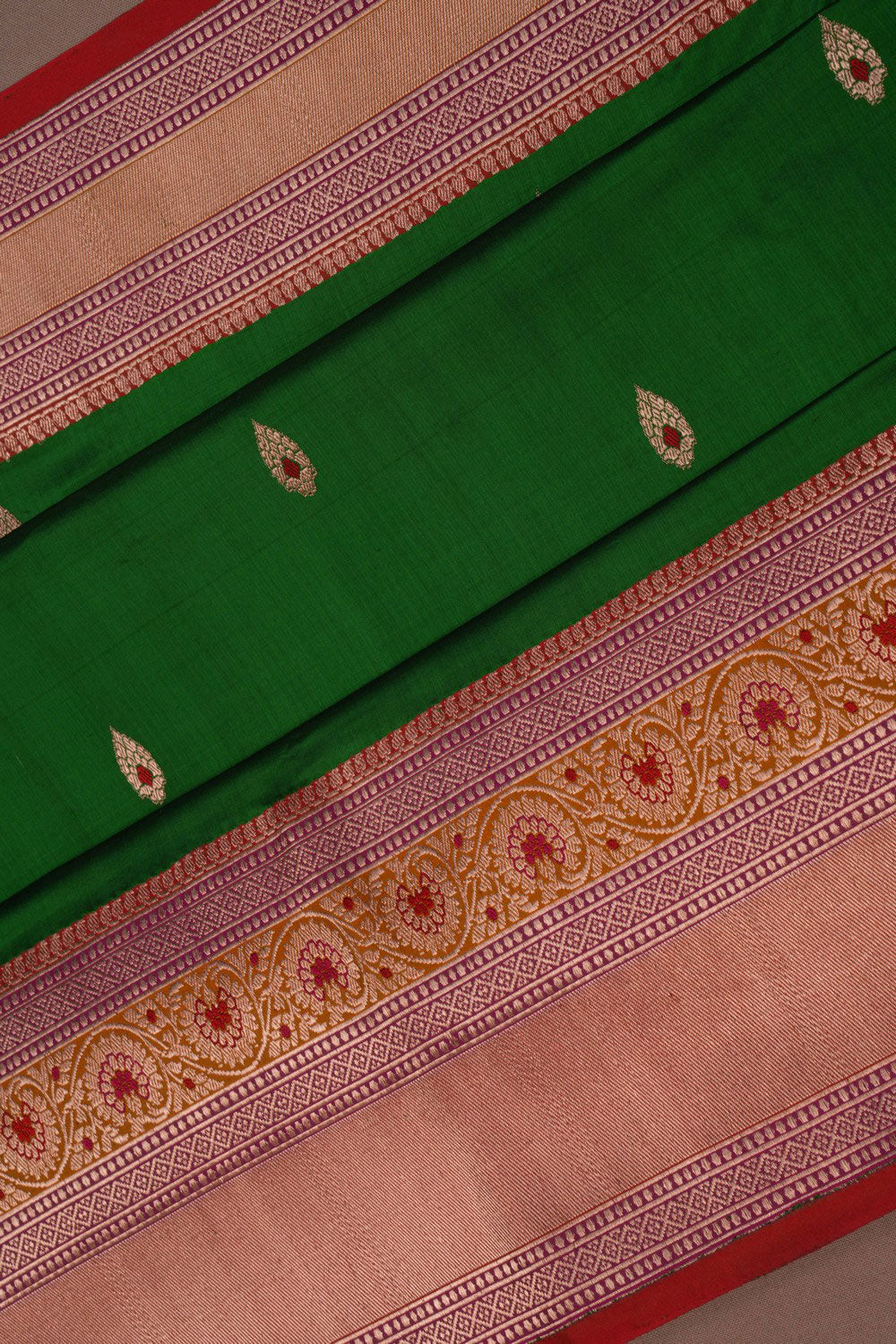 Image of Banarasi Katan Silk Green Saree